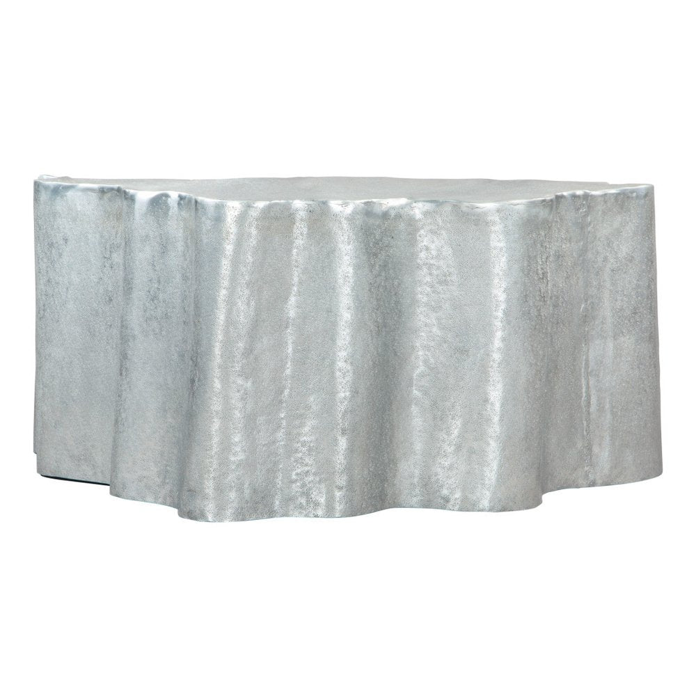 37" Silver Aluminum Free Form Solid Coffee Table