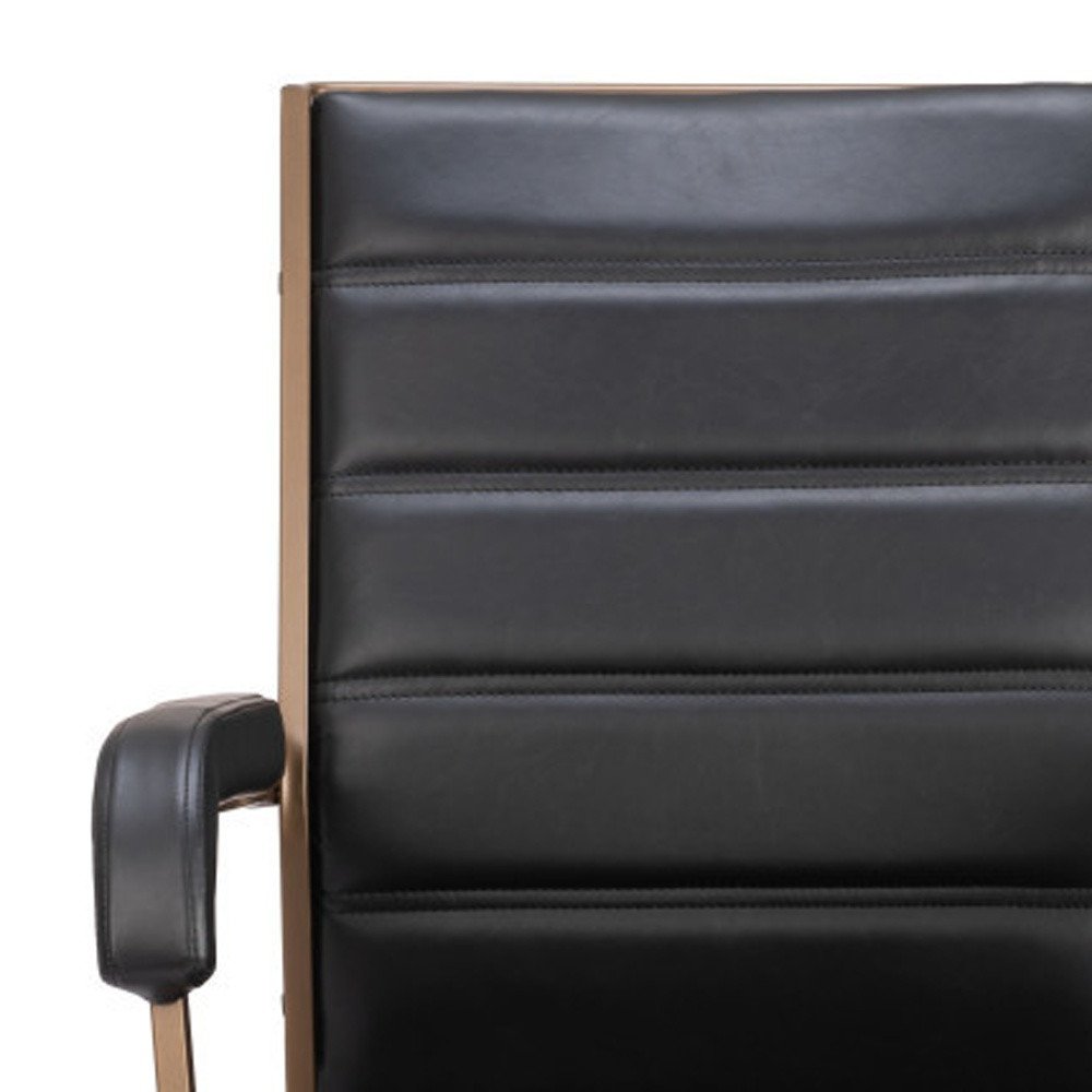 Black and Bronze Adjustable Height Faux Leather Swivel Rolling Office Chair