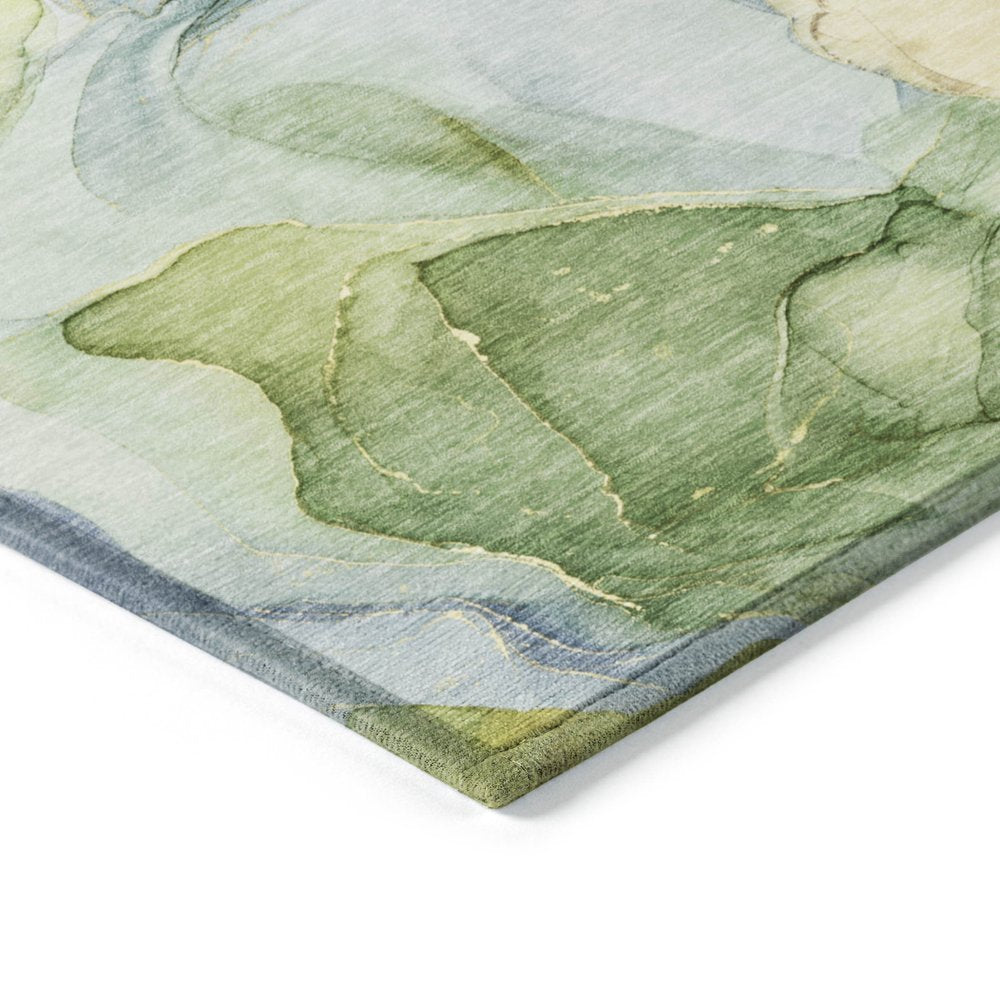 9' X 12' Yellow Abstract Washable Non Skid Indoor Outdoor Area Rug