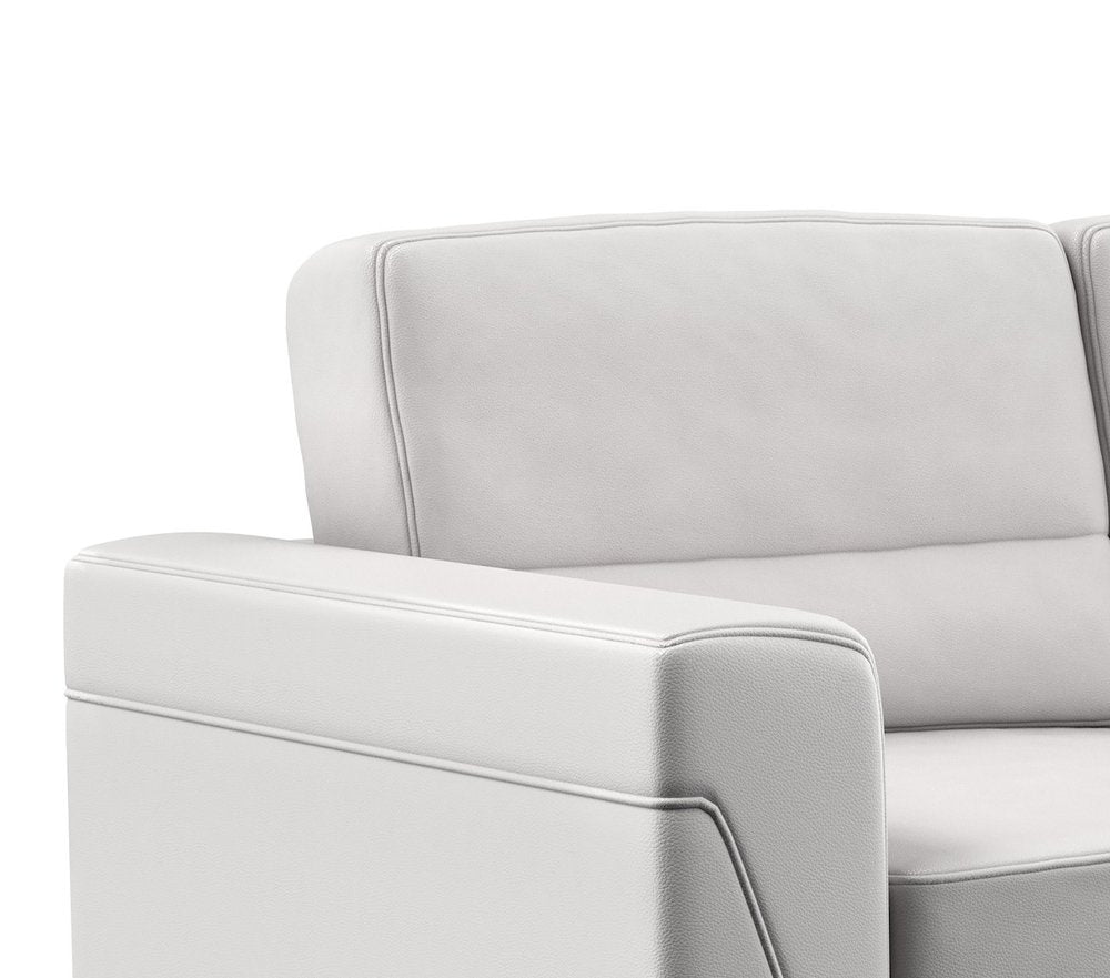 Loveseat de piel sintética gris claro y plateado de 63"