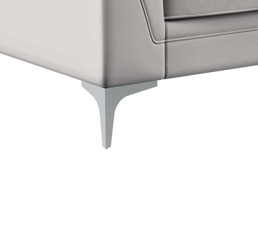 Loveseat de piel sintética gris claro y plateado de 63"