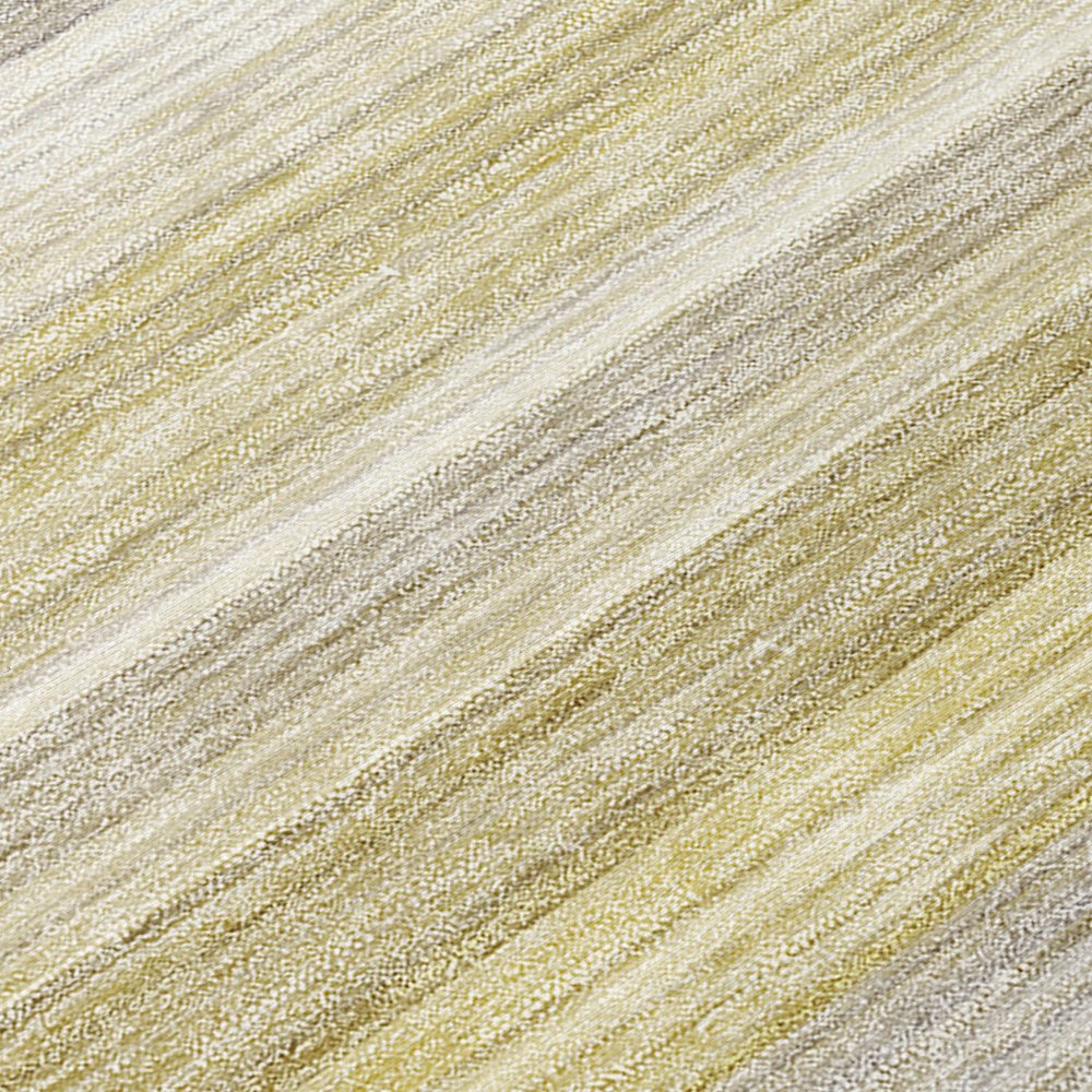 9' X 12' Yellow Beige and Gray Striped Washable Non Skid Indoor Outdoor Area Rug