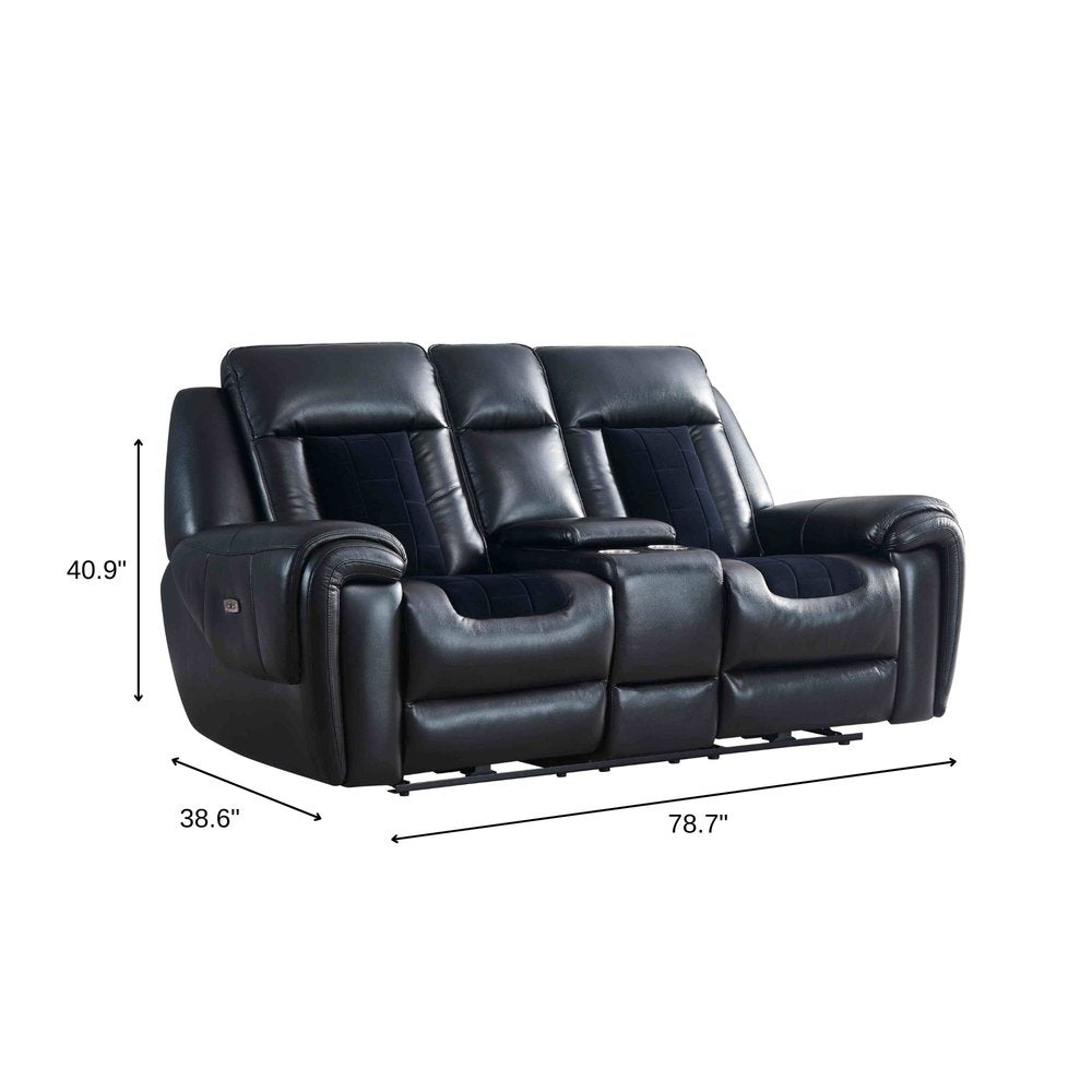 79" Black Power Reclining Loveseat With Storage