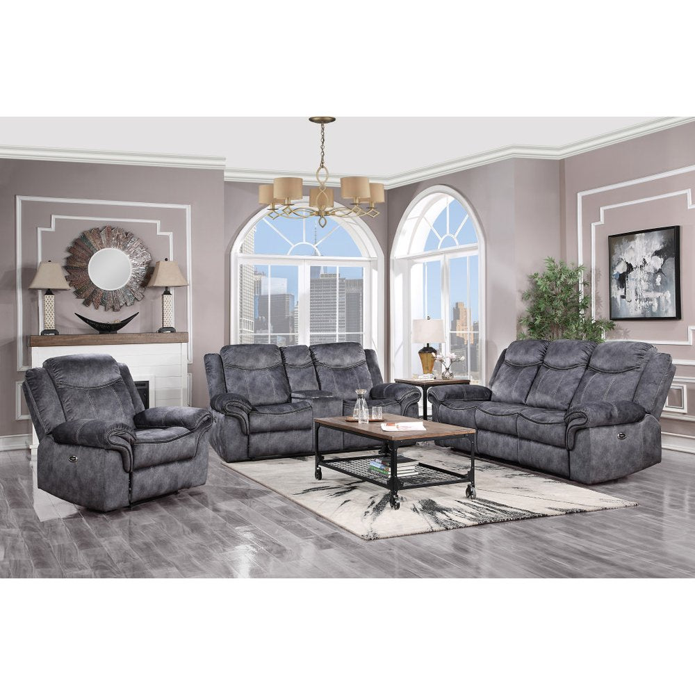 Loveseat eléctrico reclinable de microfibra gris oscuro de 79" con almacenamiento