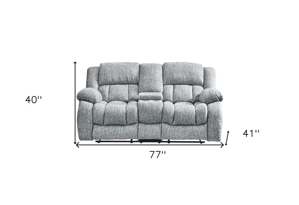Loveseat reclinable manual gris claro de 77" con almacenamiento