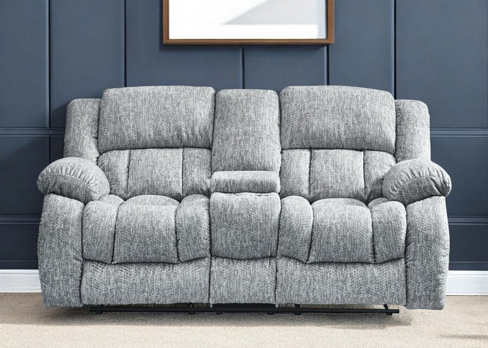 Loveseat reclinable manual gris claro de 77" con almacenamiento