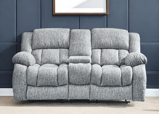 Loveseat reclinable manual gris claro de 77" con almacenamiento
