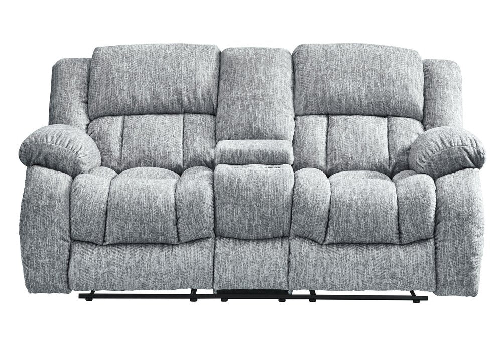 Loveseat reclinable manual gris claro de 77" con almacenamiento
