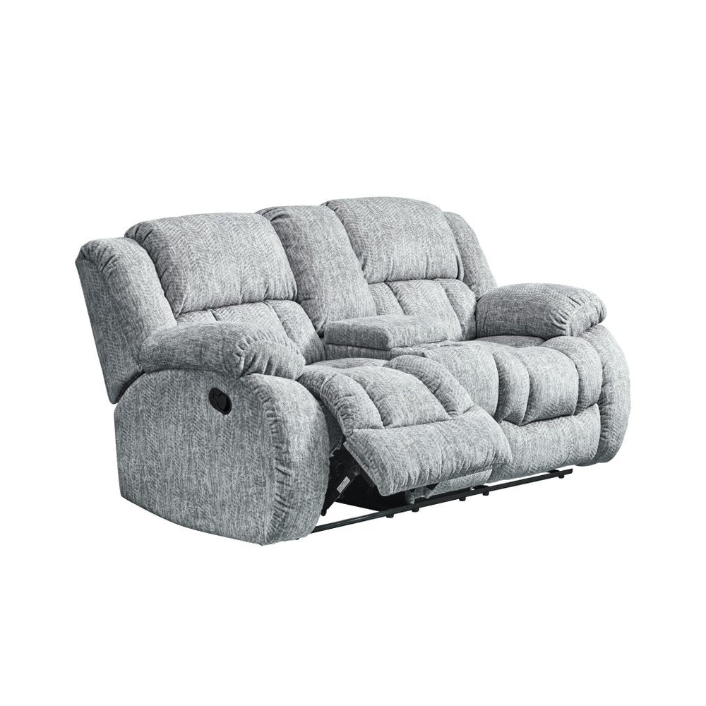 Loveseat reclinable manual gris claro de 77" con almacenamiento