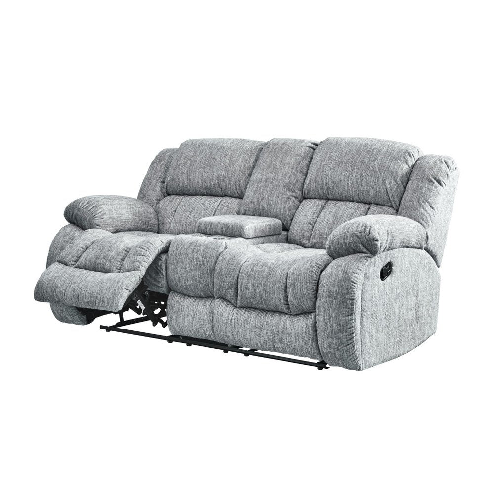 Loveseat reclinable manual gris claro de 77" con almacenamiento