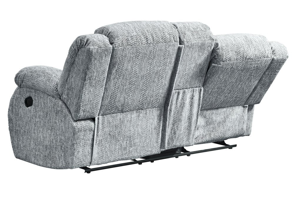 Loveseat reclinable manual gris claro de 77" con almacenamiento
