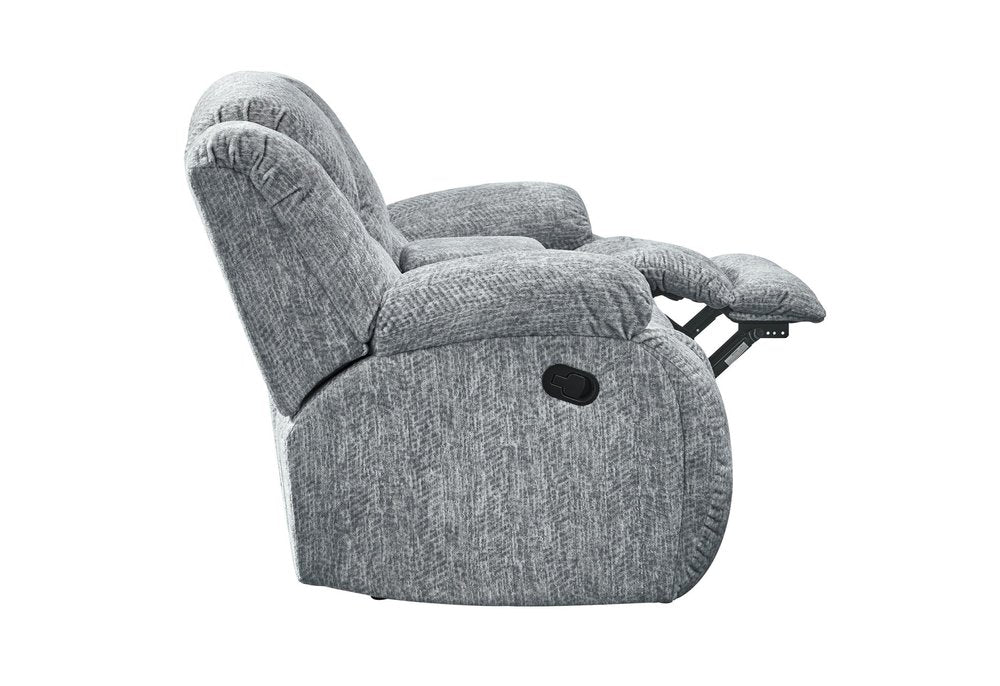 Loveseat reclinable manual gris claro de 77" con almacenamiento