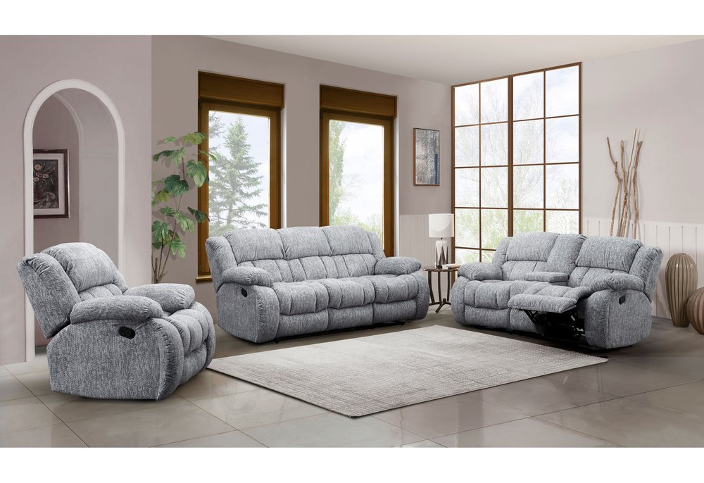 Loveseat reclinable manual gris claro de 77" con almacenamiento