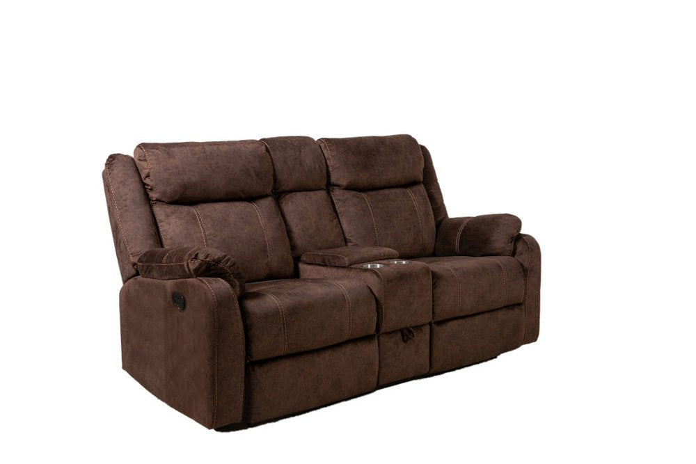 Loveseat reclinable manual de 70" marrón oscuro con almacenamiento