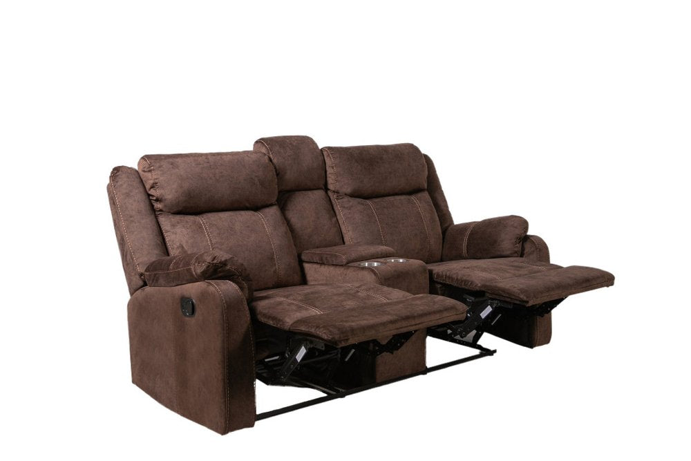 Loveseat reclinable manual de 70" marrón oscuro con almacenamiento