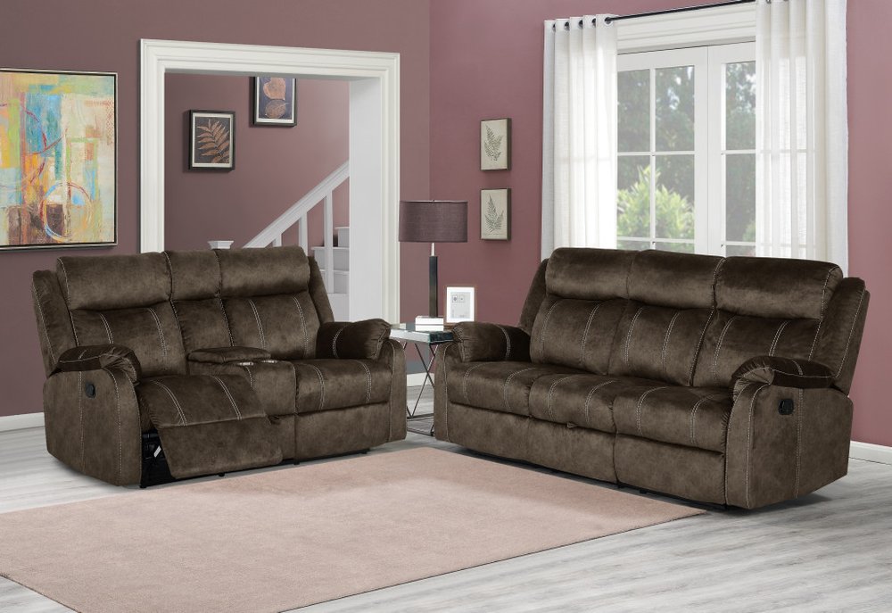 Loveseat reclinable manual de 70" marrón oscuro con almacenamiento