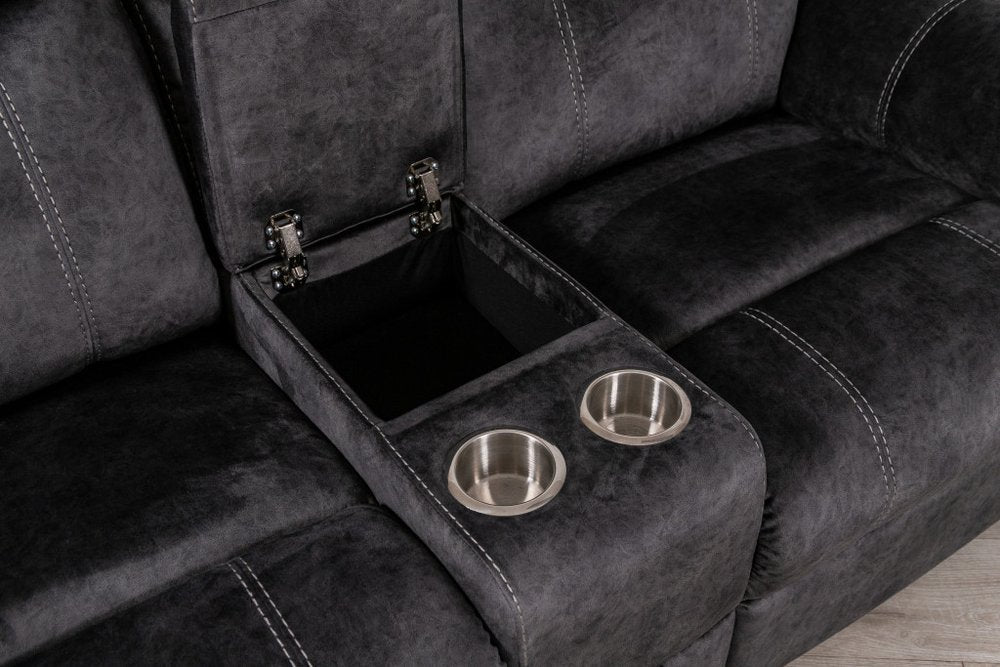 Loveseat reclinable manual de microfibra gris oscuro de 70" con almacenamiento