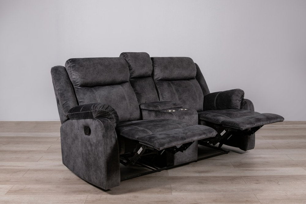 Loveseat reclinable manual de microfibra gris oscuro de 70" con almacenamiento