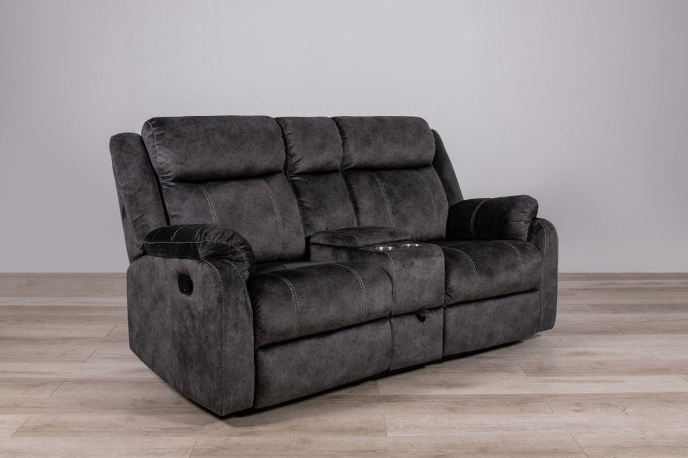 Loveseat reclinable manual de microfibra gris oscuro de 70" con almacenamiento