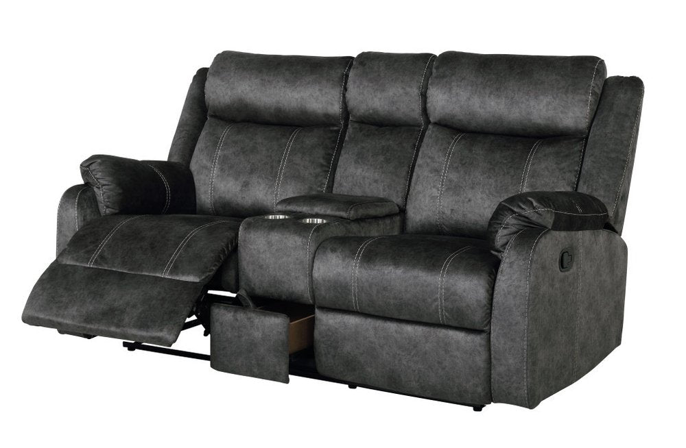 Loveseat reclinable manual de microfibra gris oscuro de 70" con almacenamiento