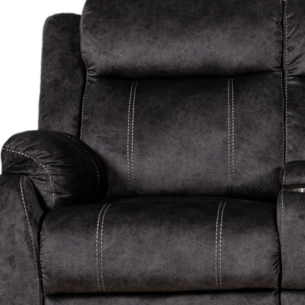 Loveseat reclinable manual de microfibra gris oscuro de 70" con almacenamiento