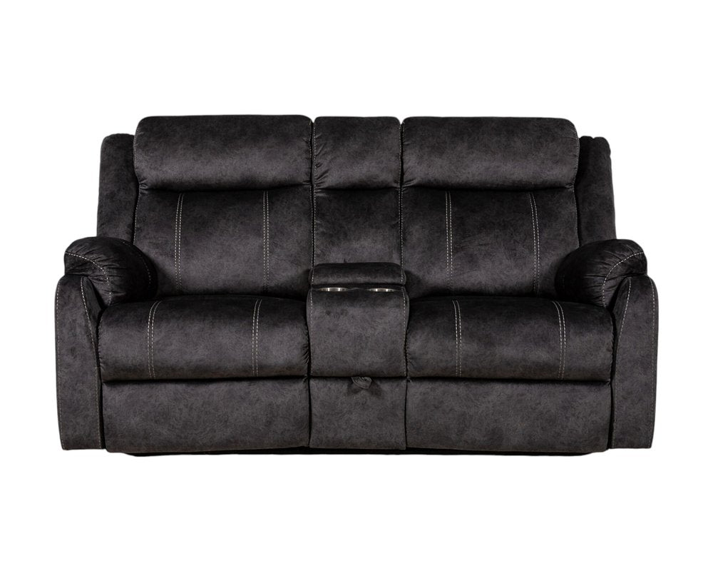 Loveseat reclinable manual de microfibra gris oscuro de 70" con almacenamiento