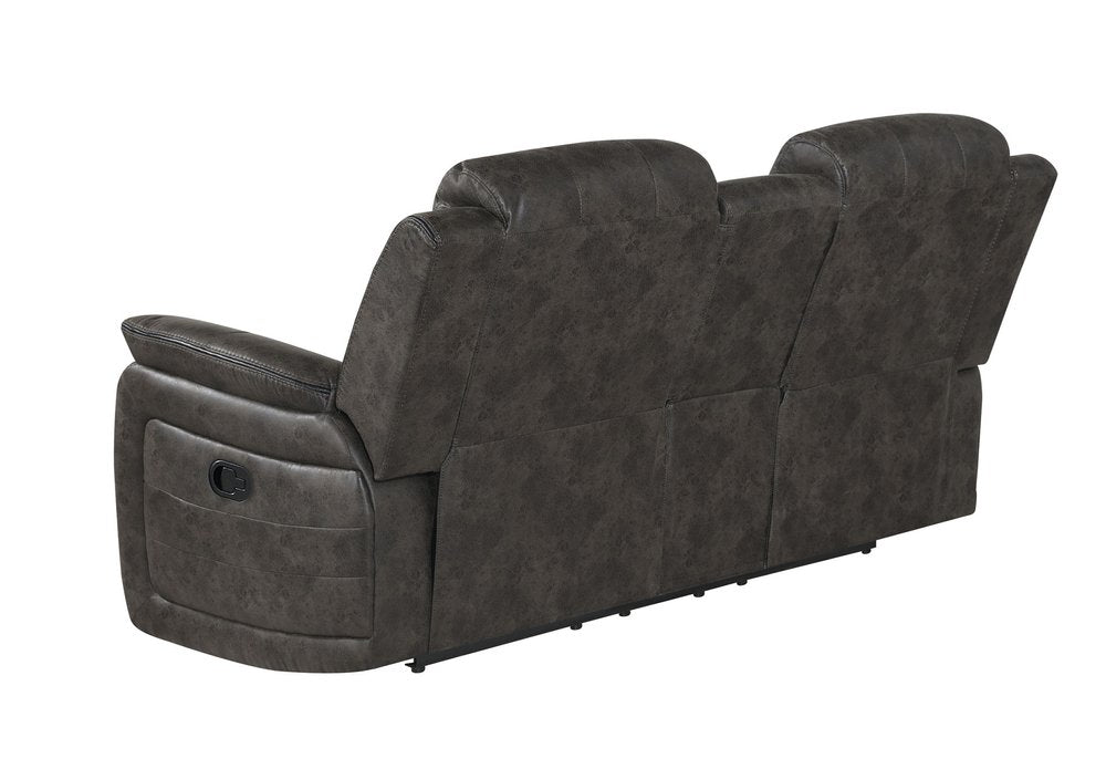 Loveseat reclinable manual de 74" de cuero sintético gris con almacenamiento