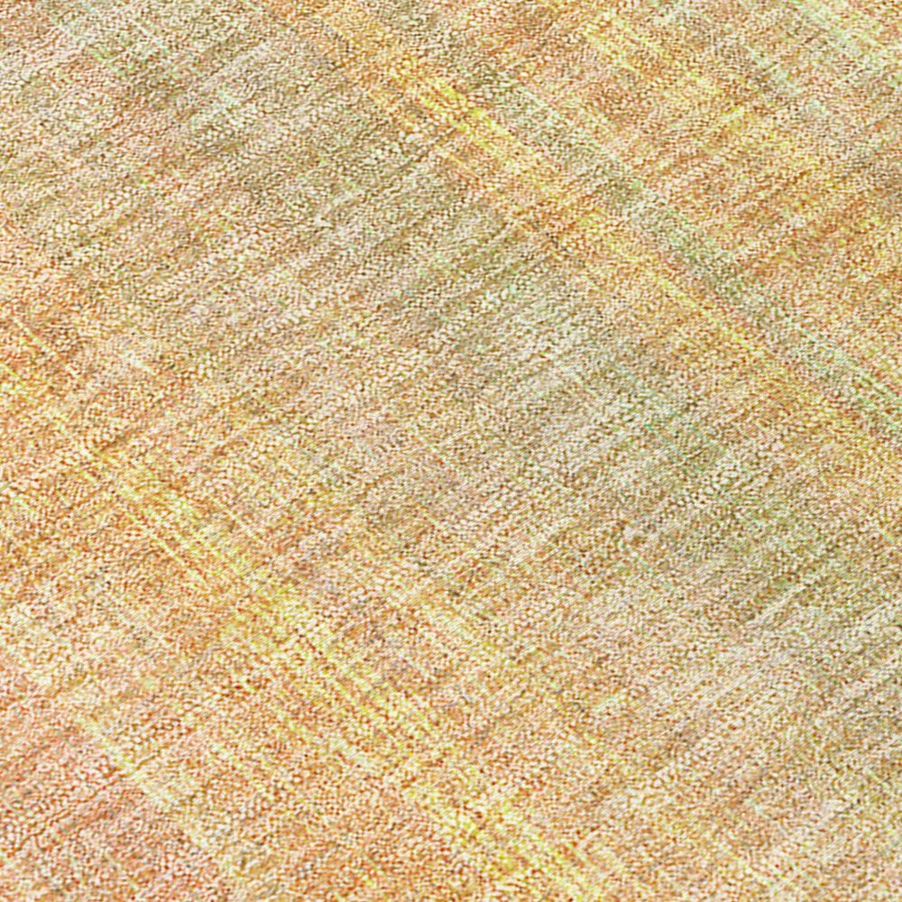 9' X 12' Yellow and Orange Striped Washable Non Skid Indoor Outdoor Area Rug