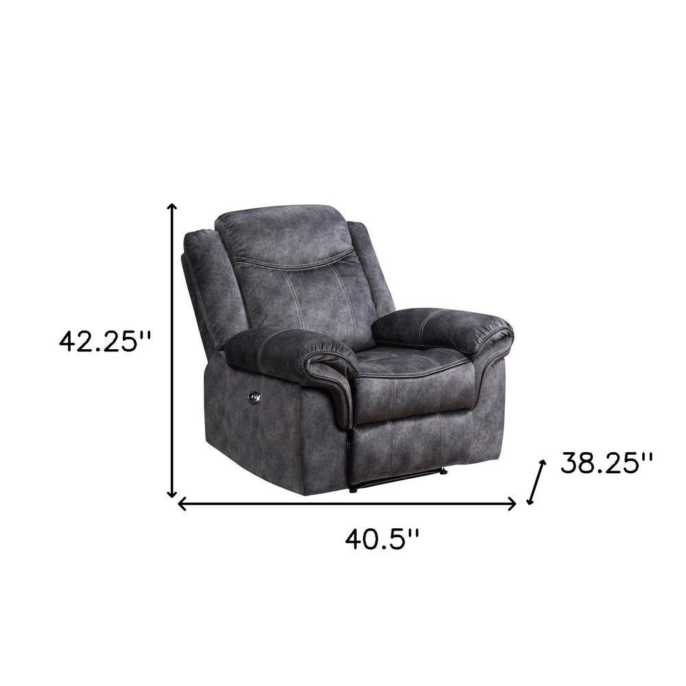 41" Granite Gray Fabric Power Recliner