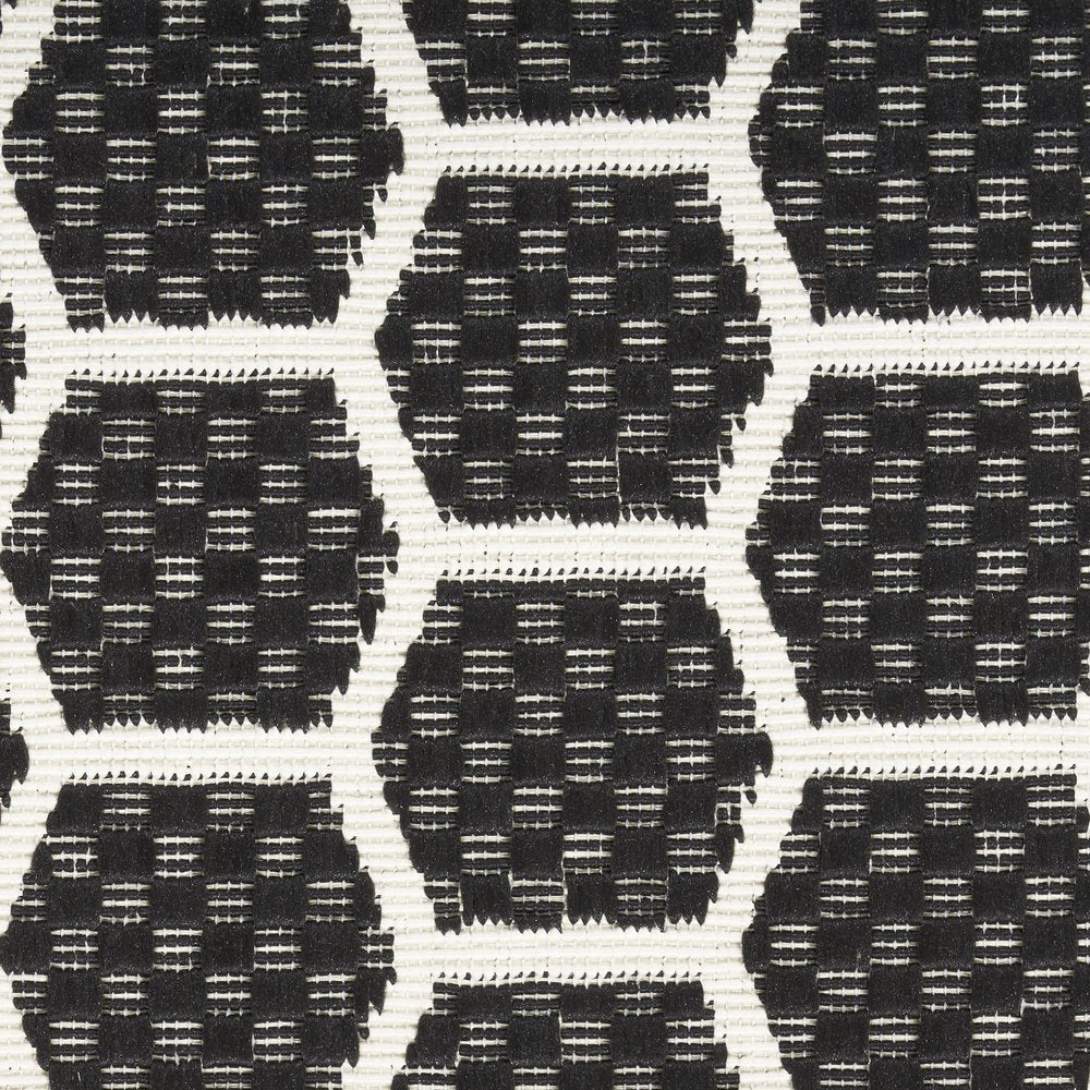 10' Black And Ivory Geometric Indoor Outdoor Runner Rug