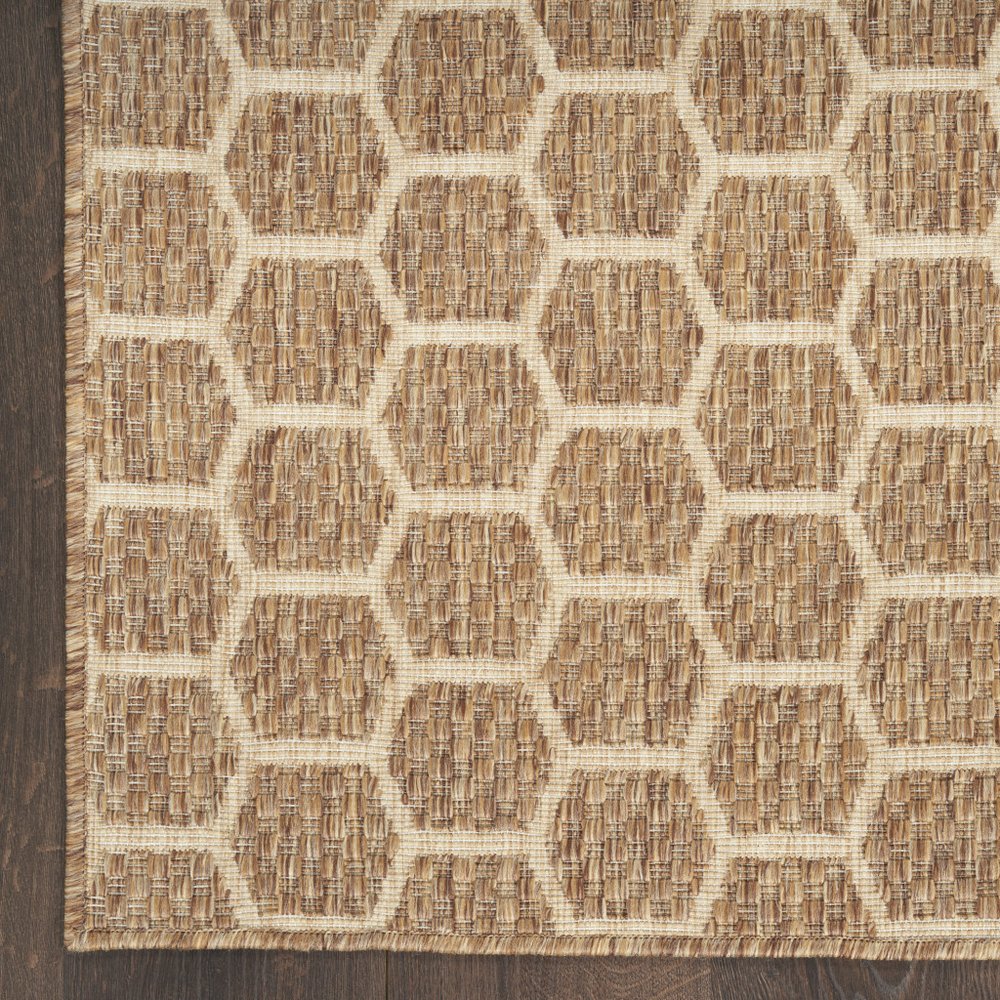 10' Natural And Beige Geometric Indoor Outdoor Runner Rug