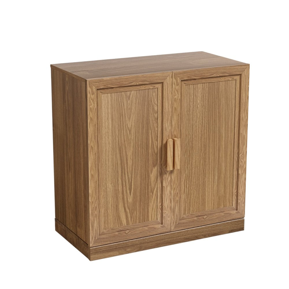 31" Natural Textured Door Accent Cabinet With Three Shelves