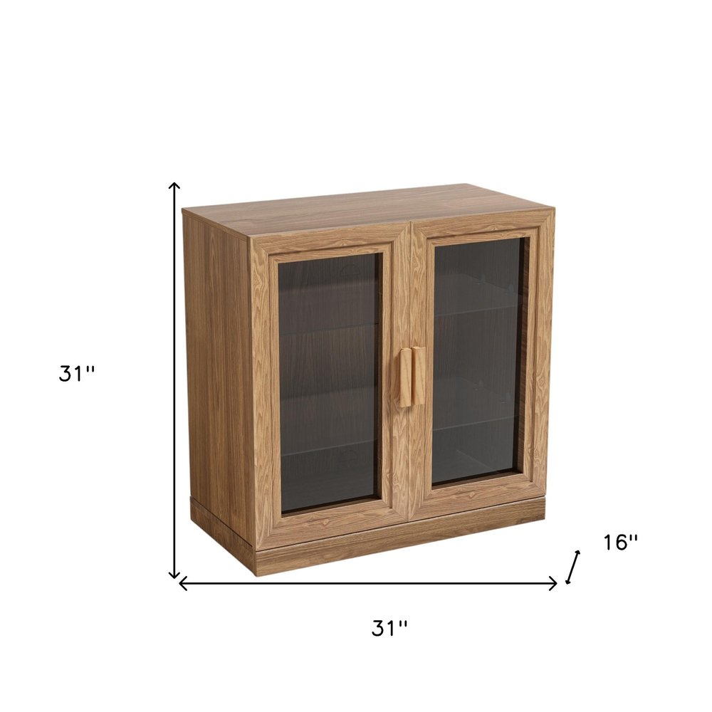 Gabinete decorativo de 31" con puerta de vidrio natural y transparente y tres estantes