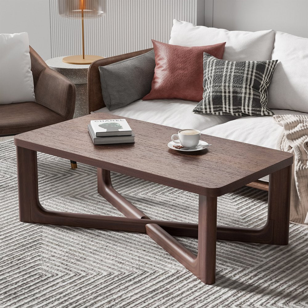 50" Walnut Solid Wood Cross Legs Coffee Table