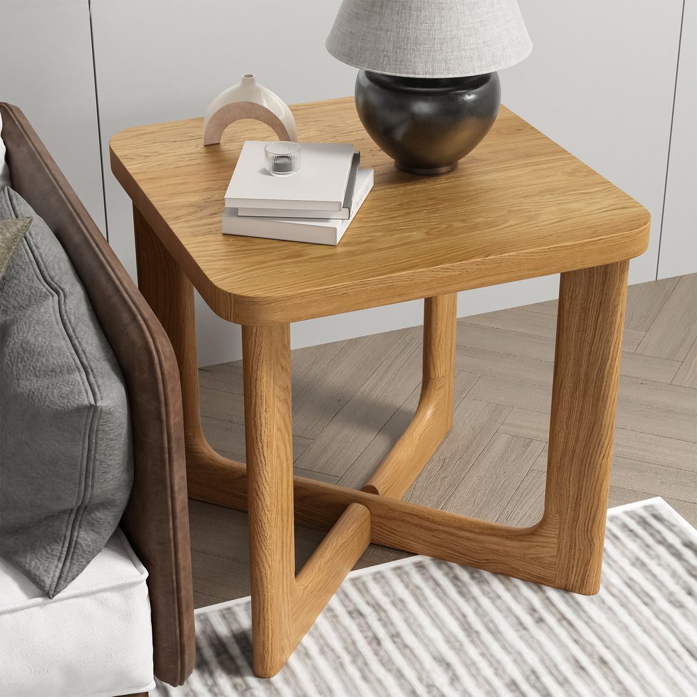 24" Natural Solid Wood Square Cross Legs End Table