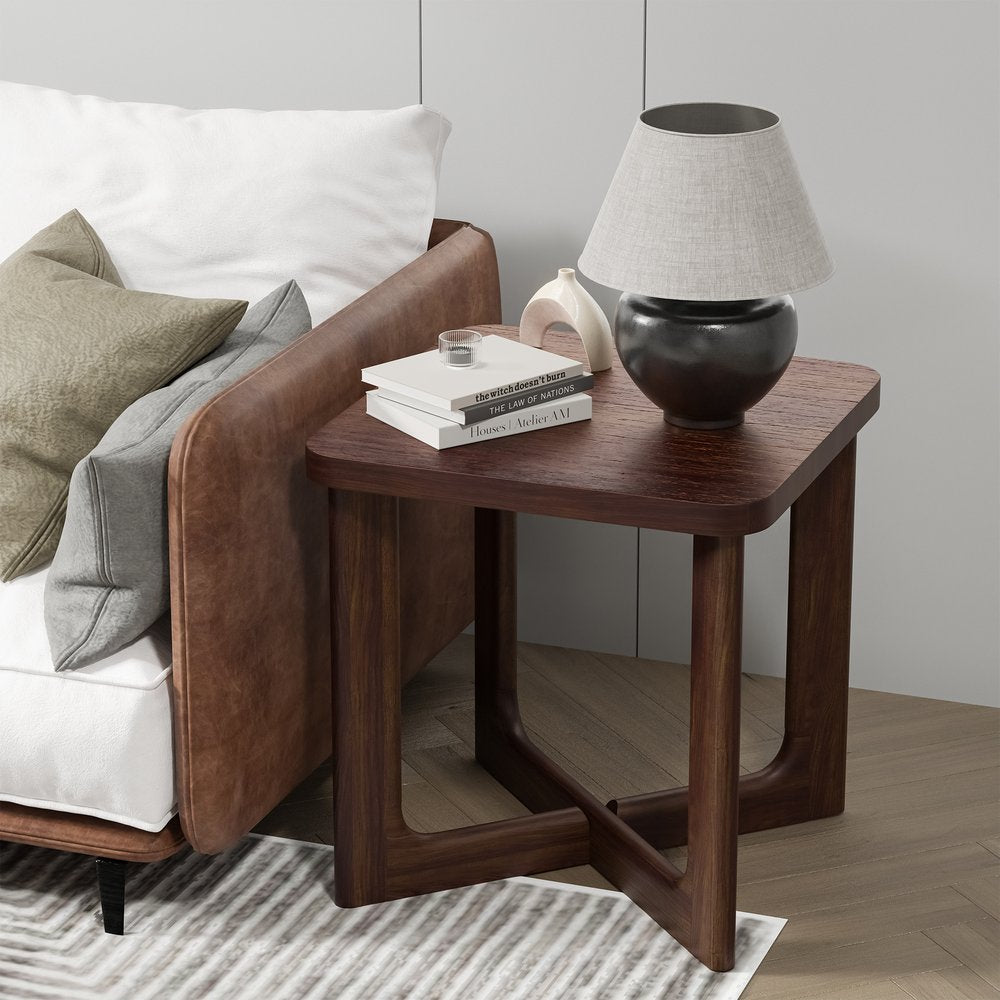 24" Brown Solid Wood Square Cross Legs End Table