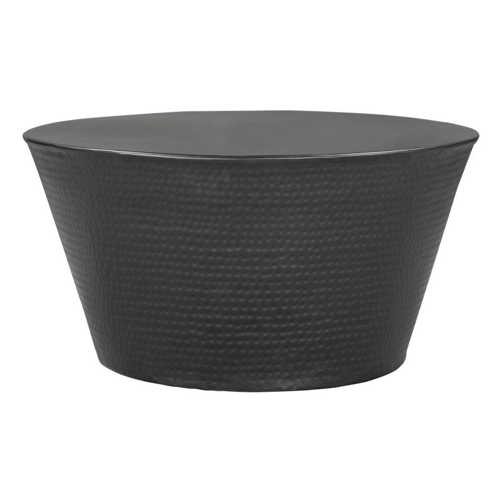 33" Black Iron Round Solid Coffee Table