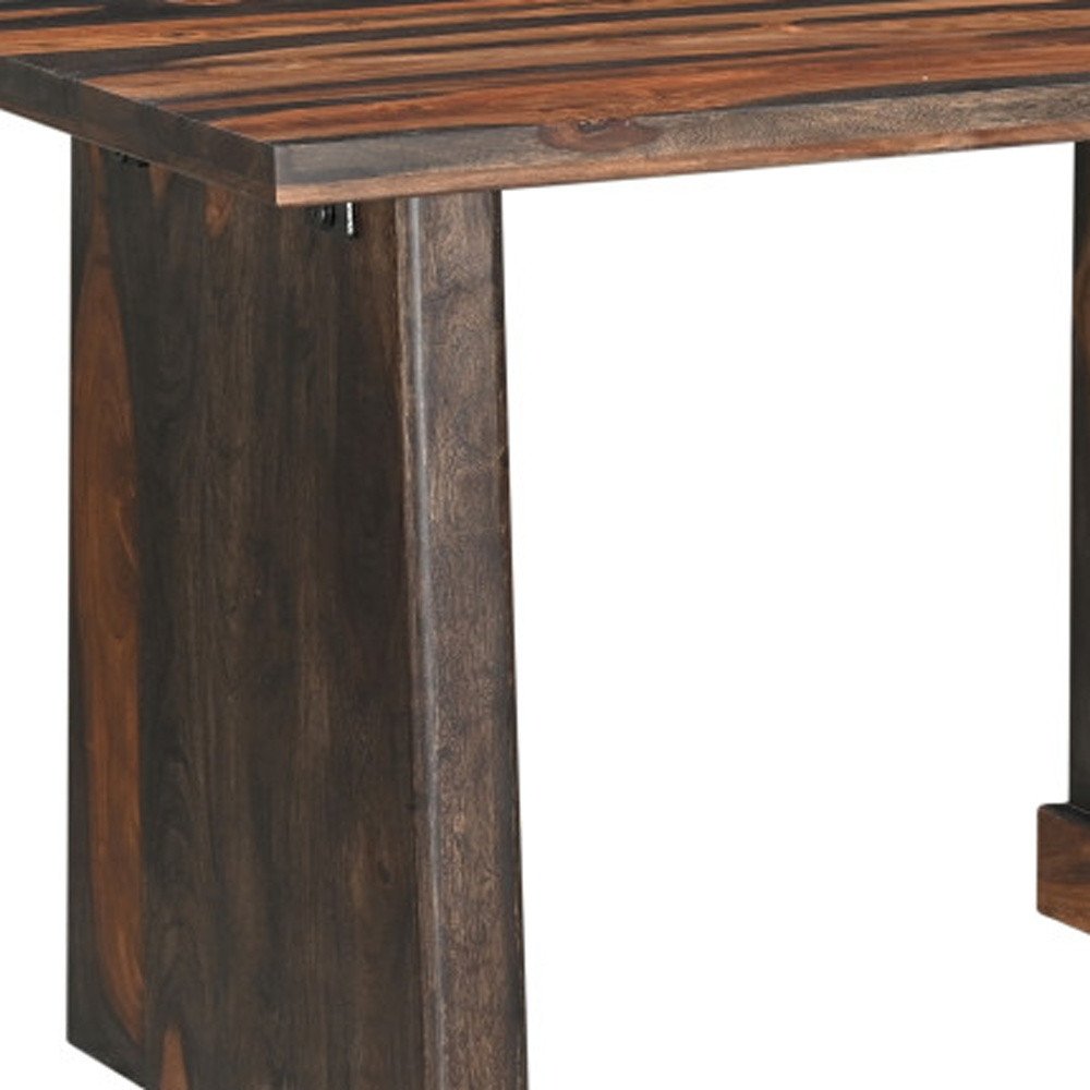 Escritorio de madera maciza de 54" con borde natural marrón y tres cajones