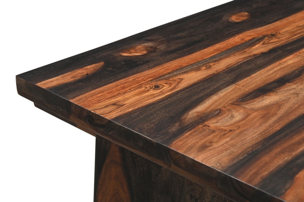 Escritorio de madera maciza de 54" con borde natural marrón y tres cajones