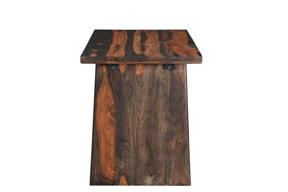 Escritorio de madera maciza de 54" con borde natural marrón y tres cajones