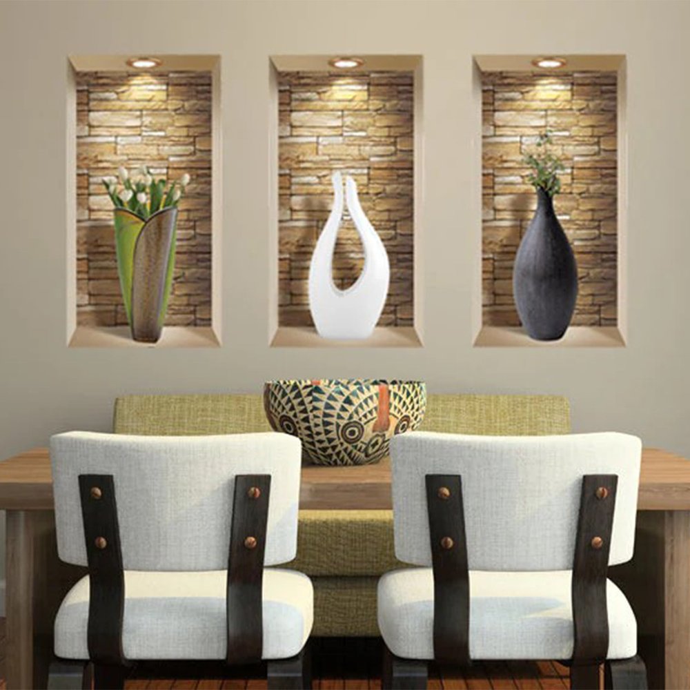Set of Three Dia Faux Niche 3D Peel and Stick Wall Decals