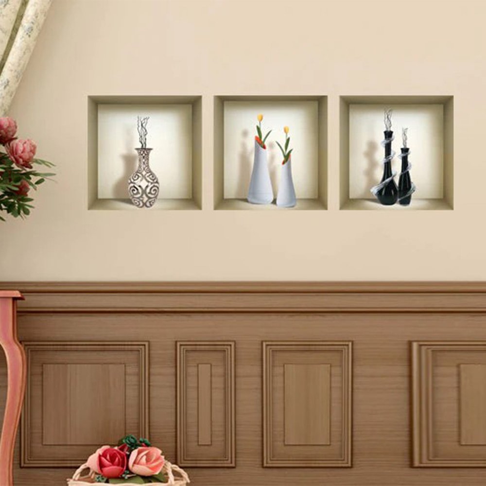 Set of Three Ira Faux Niche 3D Peel and Stick Wall Decals