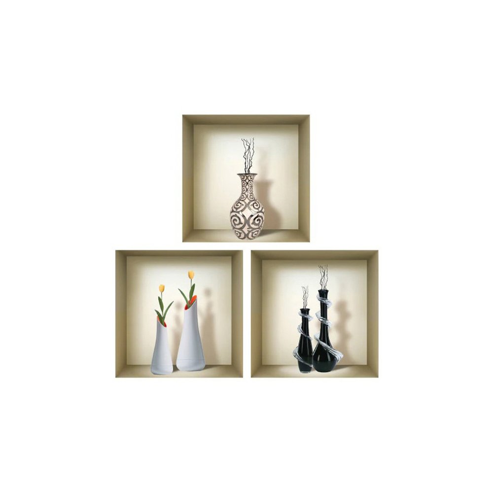 Set of Three Ira Faux Niche 3D Peel and Stick Wall Decals