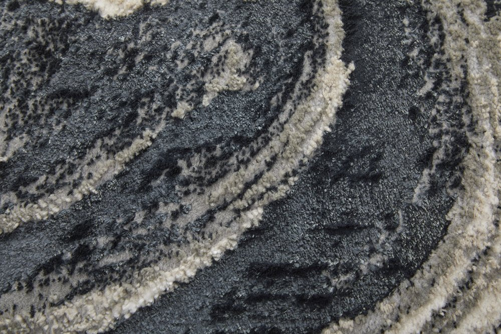 9' X 12' Ivory Black and Taupe Abstract Power Loom Area Rug