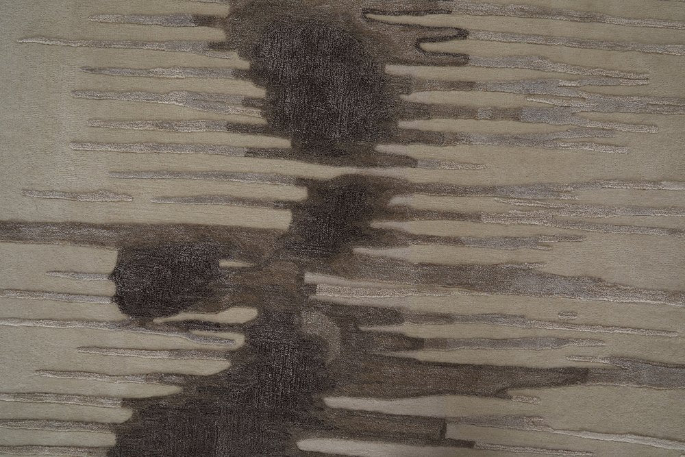 9' X 12' Ivory Taupe and Brown Abstract Hand Tufted Area Rug