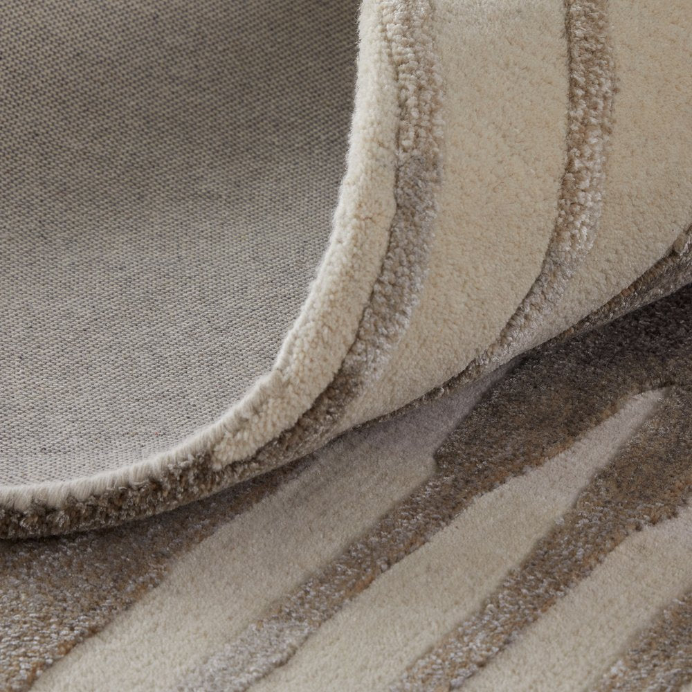 9' X 12' Ivory Taupe and Brown Abstract Hand Tufted Area Rug