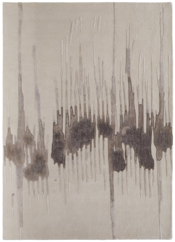 9' X 12' Ivory Taupe and Brown Abstract Hand Tufted Area Rug