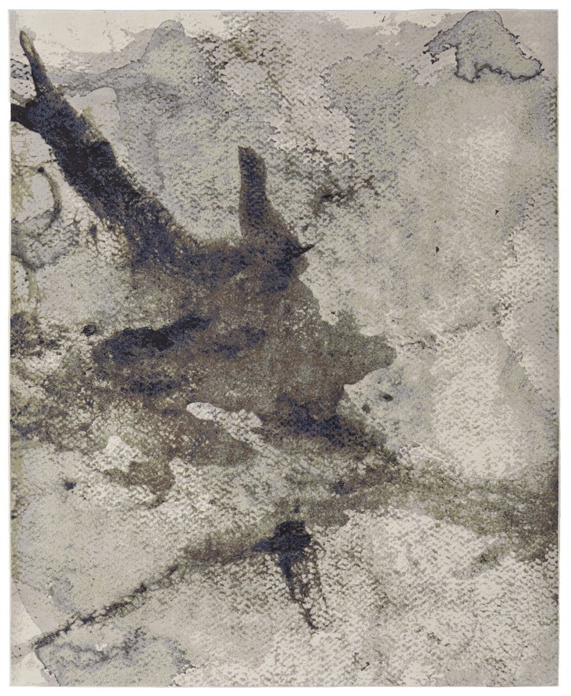 9' X 12' Taupe Brown And Black Abstract Area Rug