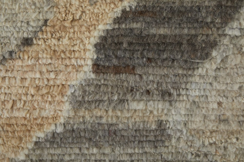9' X 13' Ivory Gray and Orange Wool Moroccan Hand Knotted Area Rug