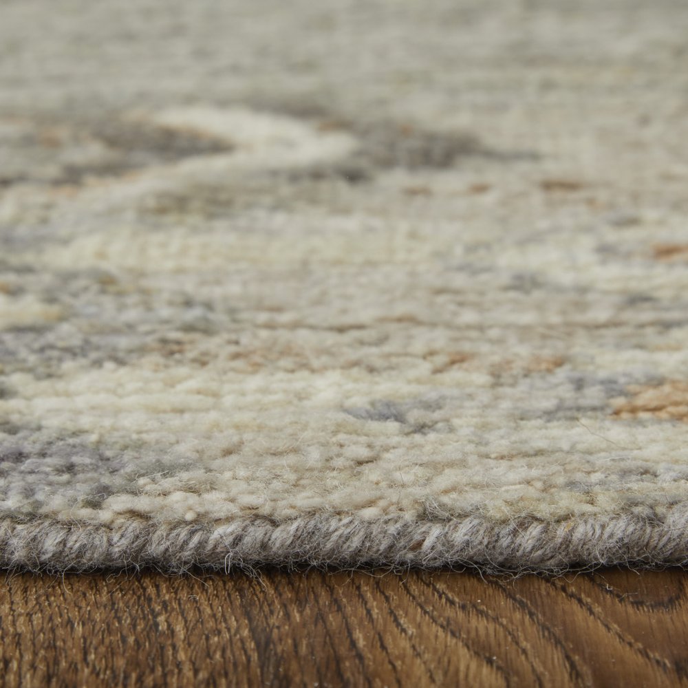 9' X 13' Ivory Gray and Orange Wool Moroccan Hand Knotted Area Rug